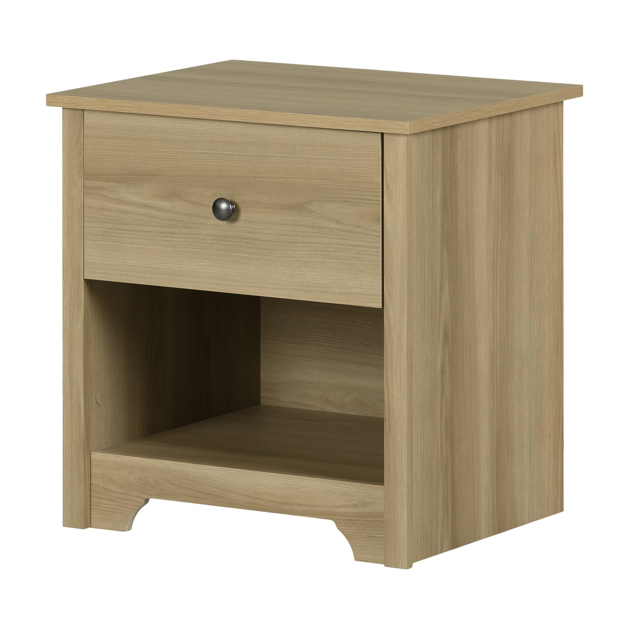 South Shore Vito 1-Drawer Nightstand-End Table With Storage, Natural Ash
